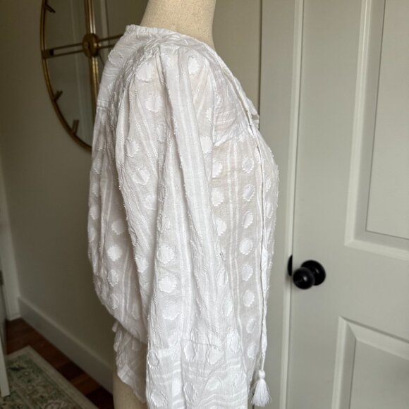 LOFT Boho Style Long Sleeve White Blouse Size Small - Picture 3 of 6